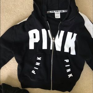 white and black pink sweatshirt